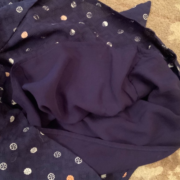 Anthropologie (ett:twa Brand) Navy Rayon Romper. Wht/Peach Floral Print.  Size M - Picture 7 of 7